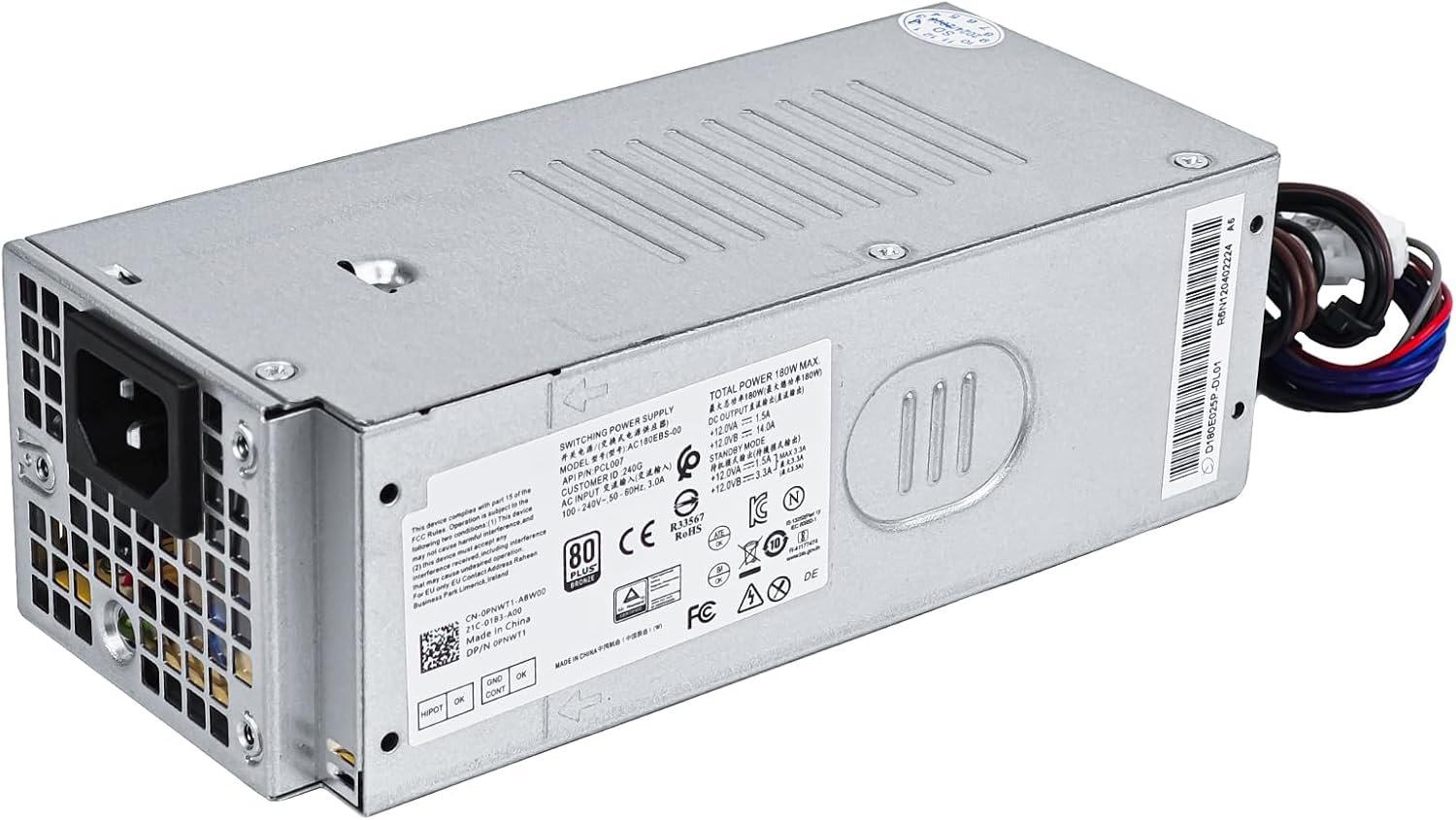 Dell Power Supply 180W 8+4-pin, for ECS1250, INSPIRON 3020, 3030, 3910, OPTIPLEX 3000, 3900, 5000, 7000
